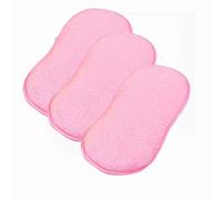 3 Pièces La Cuisine antibactérienne en Microfibre tampons à récurer éponge Double éponge pour éponges Non abrasives, idéal pour Les poêlons antiadhésifs (Rose)