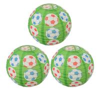3 Pièces Lanterne en Papier Football Verte Pliable