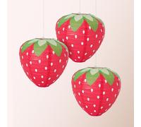 3 pièces Lanternes en papier en forme de fraises rouges/roses, décorations de fête pour anniversaire, festival, lanternes suspendues taille unique,Lanterne fraise rouge 1 pièces,Lanterne fraise rouge