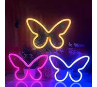 3 pièces LED néon signe papillon enseignes au néon maison veilleuses pour chambre d'enfants lampes décoratives Art mural romantique cadeau d'anniversaire de noël