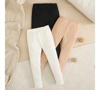 3 pièces Leggings Pantalons Bas pour Tout-petits Filles Enfants Style décontracté Y2K Tricot Côtelé unicolore Bordure Laitue Slim Doux Moelleux Vêtements Rentrée Scolaire Automne Printemps 6Y,7Y,8Y,4Y