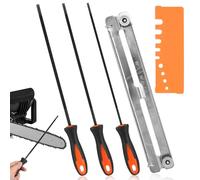 3 Pièces Lime pour Chaine de Tronconneuse, 3 Tailles Lime Tronconneuse avec Calibre de Contrôle Rapide et Aide à L'affûtage, 4,0mm, 4,8mm, 5,5mm Lime Chaine Tronconneuse avec Poignée