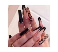 3 pièces long ballet ongles portés ongles finis pièce faux ongles patch léopard mystère diamant modèles