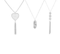 3 Pieces Long Pendant Necklace Set Disk Circle Y Tassel Leaf Heart Bar Oval Sweater Statement Necklace for Women Jewelry Gift