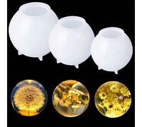 3 pièces Lot de moules de boule de cristal, moules en résine pour la réalisation artisanale de boules rondes 3D sans couture, moules en silicone pour la décoration d'intérieur, la préservation des fle