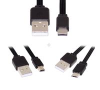3 Pièces/Lot Usb 2.0 Type-A Vers Mini Micro Usb Type-C Mâle Data Flat Slim Fpc Câble Pour Fpv & Disque & Téléphone 13 Cm[CAB9162537]