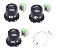 3 Pièces loupe, Loupes de Bijoutier et Horloger, Monoculaire, Kits de Grossissement 5X 10X 15X, pour Horlogers et Bijoutiers