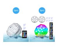 3 pièces lumières LED submersibles avec télécommandes RGB 15 couleurs lumières d'étang étanches lumières sous-marines pour piscine bain à remous Vase de fête aquarium