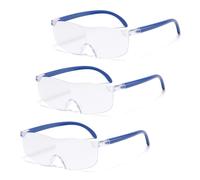 3 Pièces Lunette Anti Lumiere Bleue Lunette Loupe à 150%、200%、300% Blue Light Glasses Loupe Grossissante,Aide à la Lecture pour Personnes Âgées,Lunettes de Lecture pour Le Travail Rapproché (Bleu)