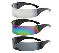 3 Pièces Lunette Futuriste, Lunettes de Soleil Futuristes, Lunettes Du Futur Guerrier, Space Lunettes Alien Lunettes Set, Lunette Futuriste pour Rave DJ Fête à Thème et Jeu de Rôle