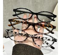 3 pièces Lunettes de mode à monture ovale pour femmes, convenant pour le port quotidien, la lecture, la photographie de rue, le retour à l'école, la télévision et les jeux Géométrique