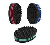 3 Pièces Magiques Éponge Brosse à Cheveux,AUHOTA Prime Outil de Coiffeur Twist Vague pour Cheveux Crépus Boucles Dreadlocks Afro Braid Style - Deux Côtés &Petits Trous(3 couleurs)