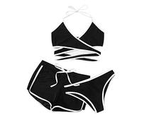 3 Pieces Maillot De Bain Femme Dos Nu, Tankini Femme Sexy-Bikini à Nouer avec Bretelles Spaghetti DéContractés Beachwear Ensembles AthléTiques pour De Plage Vacances Pas Cher éLéGant Swimwear