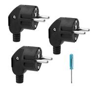 3 Pièces Mâle Fiche Schuko 250V 16A IP20 Fiche D'alimentation avec Manchon de Protection Contre les Torsions Prise Male Européenne Electrique pour Câble 8-10 mm Contact de Terre