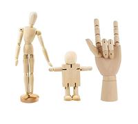 3 Pièces Mannequin de Bois, Modèle de Main en Bois, Modèle de Main de Mannequin, Mannequin en Bois Humain, Pantin Articulé en Bois, pour Figure de Main Modèle D'esquisse Décoration en Bois Massif
