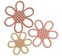 3 pièces marguerite rotin fleur macramé tenture murale, Boho Chic tissé mur art décor, bohème mur ornement pour chambre salon décoration de la maison, cadeau idéal pour