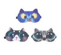 3 Pièces Masque de Sommeil Chat en Peluche, 3d Réglable Yeux | Motif Félin Mignon, sans Pression Oculaire, Voyage Train ou Bus, Confort Doux