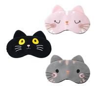 3 Pièces Masques de Sommeil pour Enfants, Masque de Sommeil de Chat de Dessin Animé Avec Sangles Réglables, Dessin Animé Animal Masque pour Dormir pour Homme, Femme et Enfant