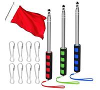 3 Pièces Mât Telescopique, 2m Mat Drapeau, Mât de Drapeau Portable avec 8 Crochets, Mat pour Drapeau Portatif, Porte Drapeau Bâtons, Mât Drapeau pour Salle de Cours Guide Touristique Drapeau Bannière