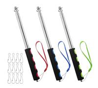 3 Pièces Mât Telescopique Drapeau, 2m Mat Drapeau en Acier Inoxydable Mât de Drapeau Portable Extensible et 12 Pièces Crochets de Mât de Drapeau pour Guide Touristique Camping (Bleu & Rouge & Vert)