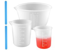 3 Pièces Mesurer en Silicone avec Gradué,100ml/250ml/600ml Tasse Doseur Silicone,avec 2 Bâtonnets Mélangeurs, Réutilisable Gobelet Doseur pour Résine époxy,Moules Coulée,Bricolage,Laboratoire,Cuisine