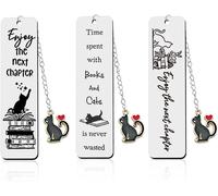 3 Pieces Metal Bookmarks-Cat Pendant With Words Bookmark Gifts For Girls Reading Accessories