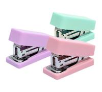3 Pièces Mini Agrafeuse de Bureau Portable Numéro 12 en Métal | Rose Fleur, Vert Menthe et Violet Lavande, Usage École et Étude, Mécanisme Multi-fonction