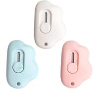 3 Pièces Mini Box Cutter Standard Couteaux Utilitaires Portable Pour La Papeterie Express Box Papier Artisanat(Bleu, Rose, Blanc)