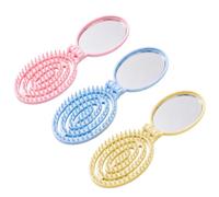 3 pièces mini brosse cheveux, pliable et portable, avec miroir intégré | petite brosse a cheveux, compacte, plusieurs couleurs, universelle pour hommes et femmes, idéale pour le coiffage en voyage.