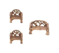 3 Pièces Mini Chaise en Résine, Banc Miniature Réaliste | Ornement Peint à Main, Résiste aux Intempéries et Décoloration, Cour, Micro-paysage