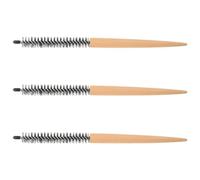 3 Pièces Mini Peigne Rond de Coiffage en Bois et Nylon | Brosse Fine pour Décoller les Racines, Démêler les Mèches, Soigner Barbe et Moustache, Retouches Maison ou Bureau