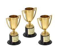 3 Pièces Mini Trophée Or en Plastique, Récompense de Classe | Scène de Célébration, Format Portable, Finition Élégante, Usage Polyvalent pour Élèves et Jeunes
