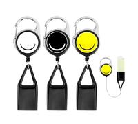 3 Pièces Modèle de Visage Souriant Porte Briquet Enrouleur, Porte Briquet, Mousqueton, Protection Antivol, Compatible avec Presque Tous Les Briquets.