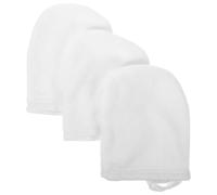 3 Pièces Moufles Nettoyants Visage Réutilisables en Coton Polyester Blanc | Routine Soin Visage et Voyage, Doux pour Démaquiller, Simple Design, Lot de Trois