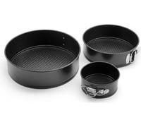 3 pièces moule à charnière, moule rond, moule à gâteau avec fond plat amovible, 3 tailles de moule à gâteau, set de moules pour gâteaux et tartes, Cake Pan en acier, anti-fuite, antiadhésif,11/18/23cm