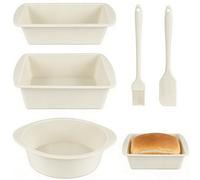 3 Pièces Moule À Gateau Silicone Avec Brosse Et Spatule, Moule Cake Silicone Antiadhésif Réutilisable, Moule Gateau Rond Rectangulaire Carrée Pour Gâteaux, Pains, Brownies Et Air Fryer(Cremeweiß)