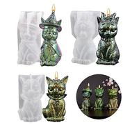 3 Pièces Moule de Bougie en Silicone Cat Halloween - Résine et Époxy en Forme Animal pour DIY Craft, Décoration Intérieur, Chocolat, Bonbons, Savon Fait Main - Cadeau