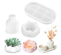 3 Pièces Moule en Silicone Cactus Succulent, Moules en Silicone pour Vase,pour Pot de Fleurs pour DIY Maison Bureau Décorations Artisanales