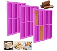 3 Pièces Moule Financier Silicone de 8 Cavidades, Moule Barre Cereales Maison, Moule Silicone Rectangulaire 8 Cavités Anti-Adhésif Moule Rectangulaire pour Barre de Chocolat, Barre Granola, Biscuits