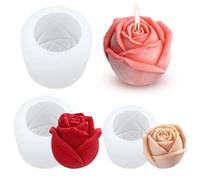 3 Pièces Moule Fleur Silicone, Moule Bougie Silicone Rosa,Moules Rosa Fleur à Savon en Silicone,Moule à Fondant Fleur Rose 3D,Silicone DIY Bougies Moule pour Cire D'Abeille Chocolat Savon