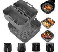 3 Pièces Moule Silicone Air Fryer avec Rainures Anti-Huile Innovantes et Cuisson Double Zone Compatible avec Philips Cosori Russell Hobbs pour une Cuisson Saine et Sans Gras