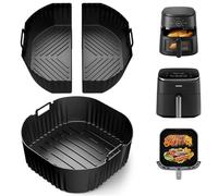 3 Pièces Moule Silicone Air Fryer, Plat Air Fryer Accessoires 2 x 3.1L + 1 x 6.2L pour Philips 2000 Série NA230 XL 6,2L, Cecotec Cosori Turbo Blaze 5,5L 6L 6,2L, 22cm Réutilisable Airfryer Accessoires