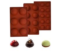 3 Pièces Moule Silicone Demi Sphere, Moules à Chocolat Demi-Boule Silicone Patisserie, Petit Moule Semi Sphérique Pour Gâteaux, 6 8 15 Cavités