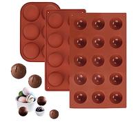 3 Pièces Moule Silicone Patisserie Demi Sphere, 6/8/15 Cavités, Petit Moule Semi Sphérique, pour Chocolat, Savon, Pudding, Gâteaux et Mousse à Dôme