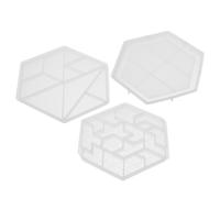 3 Pièces Moule Tangram Créatif Hexagonal en Silicone | Réutilisable, Lavable, Forme Blanche, pour Activité Manuelle, Moulage Décoratif, Style Fun et Original