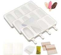 3 Pièces Moules a Glace Silicone,avec couvercle,moule glace,Moule Magnum Cake Popsicle Moule,Silicone Moule à Crème,Contient 100 bâtons, 100 sacs, 100 rubans d'emballage et 100 autocollants