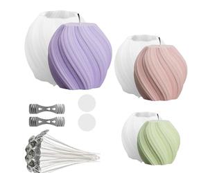 3 Pièces Moules en Silicone, Moulle Résine Époxy Irrégulier 3D Spiral Sphere Candle Mold pour Bougies parfumées Bricolage Ornements artisanaux Moules de Bougie pour Anniversaire Saint Valentin
