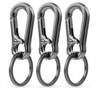 3 Pièces Mousqueton Porte Clé, Petit Mousqueton, Anti-Rouille, pour Clés de Voiture, Porte-Clefs, Sacs à Dos, Camping, Gris-Noir
