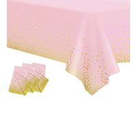 3 Pièces Nappe de Fête Rose, Nappe en Plastique 137x274cm Couverture de Table de Confettis à Pois Roségold Nappe de Table de Fête Rectangulaire pour Décorations d'anniversaire Mariage Noël Halloween