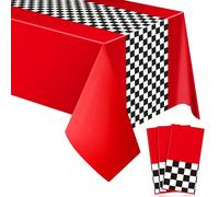 3 pièces Nappes à carreaux 54 X 108 pouces Thème de rayures noires et blanches à carreaux Couverture de table pour fête d'anniversaire de course automobile Décorations et fournitures de fête de course